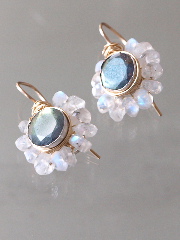 earrings Flower labradorite and moonstone